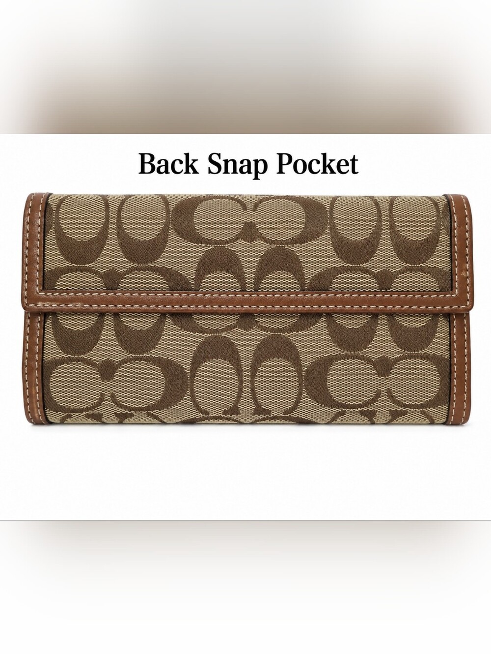 Coach Signature Turnlock Long Wallet Khaki Brown Canvas Leather Y2K EUC - Picture 6 of 13
